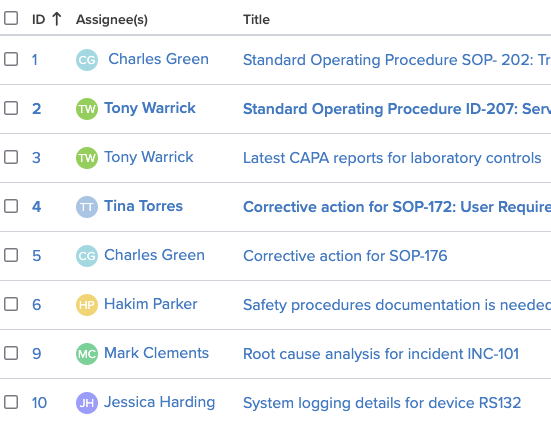 ACE Inspection Narrow Request List